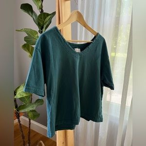 Vintage Teal Pacific Cotton USA Cotton Boxy Cropped T Shirt Tee Modern